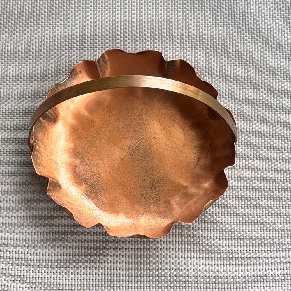 Copper Vintage MCM Drumgold Copper w Patina Serving Bowl Basket STAMPED 283